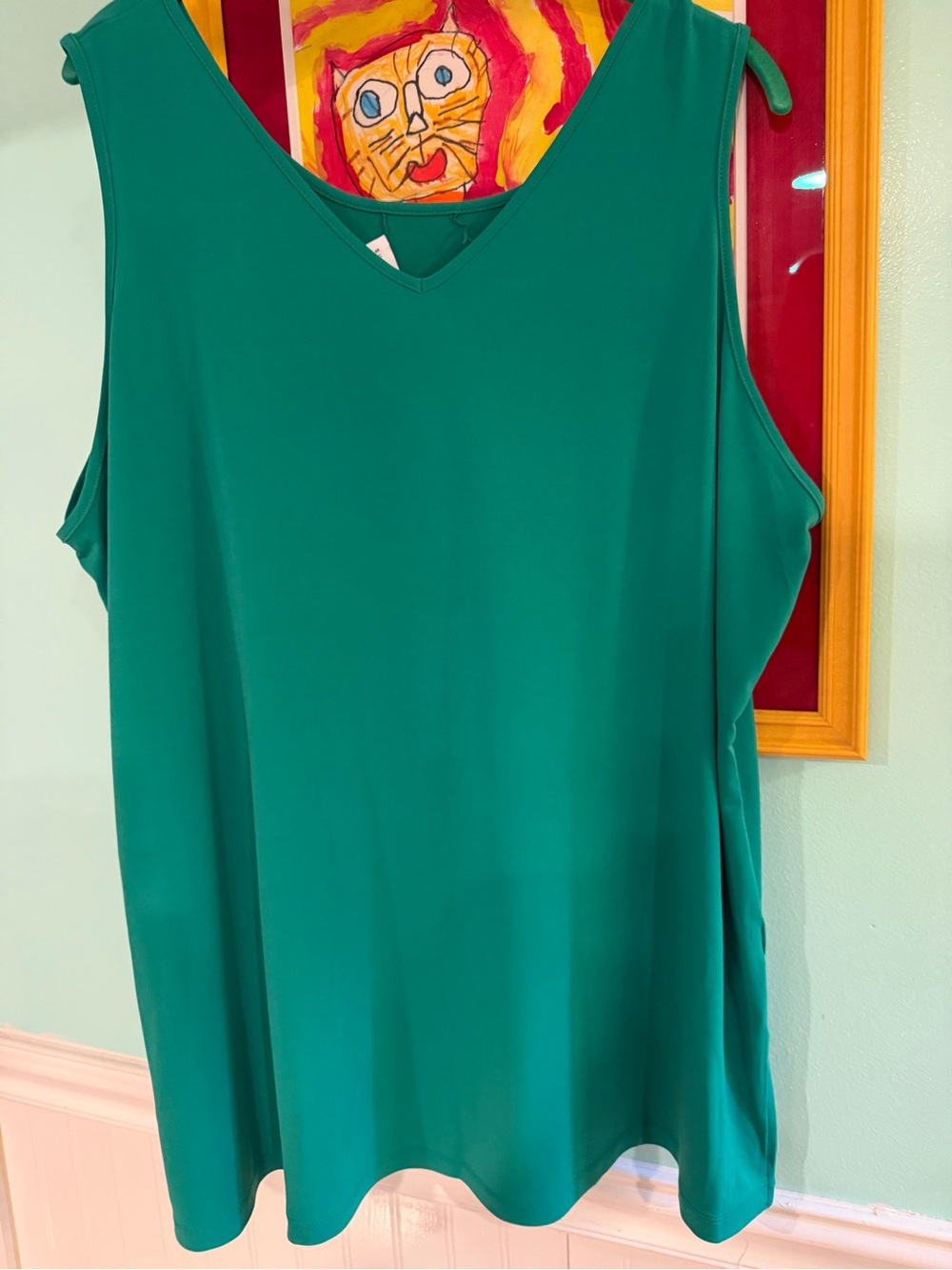 Susan Graver Liquid Knit, NWT, 2X, Emerald Green Sleeveless Tank Top, $28